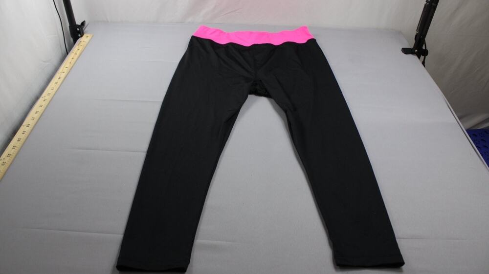Zone Pro Leggings Womens L Black Neon Pink Waistband Cropped Workout Active